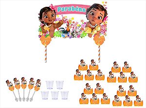 Kit festa decorado Moana Baby (laranja) 61 peças