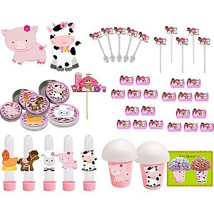 Kit festa Fazendinha Menina 143 peças (20 pessoas)