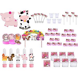 Kit Festa Fazendinha Menina 173 Peças (20 pessoas)