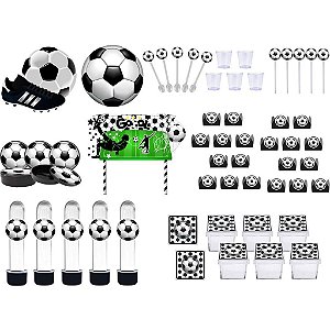 Kit festa Futebol (preto )  113 peças 10 pessoas