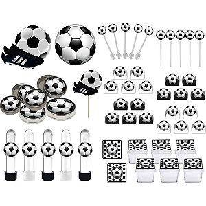 Kit Festa Futebol (preto E Branco) 107 Peças  (10 pessoas)