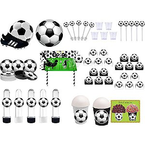 Kit festa Futebol (preto e branco) 155 peças (20 pessoas)