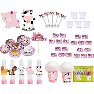 Kit Festa Infantil Fazendinha Menina 155 Peças (20 pessoas)