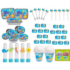 Kit Festa Infantil Fundo Do Mar 292 Peças (30 pessoas)