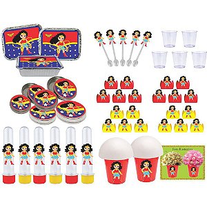 Kit Festa Infantil Mulher Maravilha Baby 352 Peças (50 pessoas)