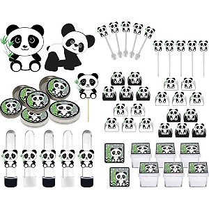 Kit festa Infantil Panda (preto e branco) 293 peças  (30 pessoas)