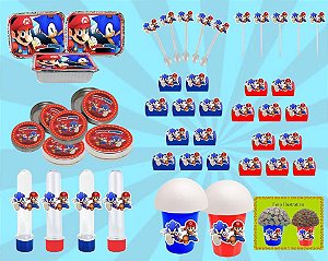 Kit festa Infantil Sonic X Mario 160 peças