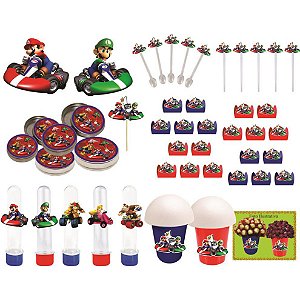 Kit festa Mario Kart 99 peças (10 pessoas)