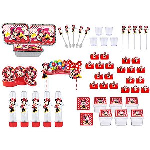 Kit festa Minnie vermelha 121 peças (10 pessoas)