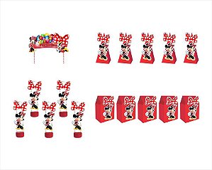 Kit Festa minnie vermelha 31 peças (10 pessoas) cone milk