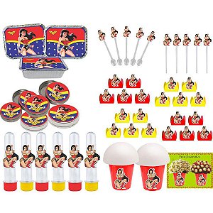 Kit Festa Mulher Maravilha 160 peças (20 pessoas)