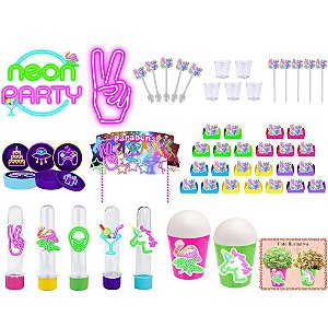 Kit festa Neon 155 peças (20 pessoas)