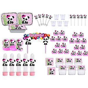 Kit Festa Panda Menina 121 peças (10 pessoas)
