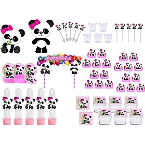 Kit Festa Panda Menina 173 peças (20 pessoas)