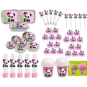 Kit festa Panda Menina 292 Peças (30 pessoas)