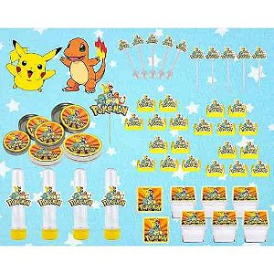 Kit Festa Pokémon (pikachu) 107 Pças (10 pessoas)