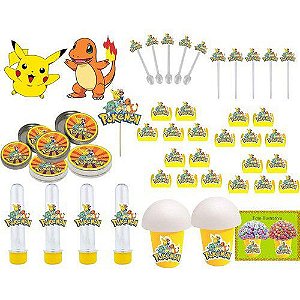 Kit festa Pokémon (Pikachu) 99 peças (10 pessoas)
