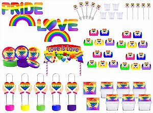 Kit Festa Pride LGBTQIA+ 173 peças (20 pessoas) painel e cx