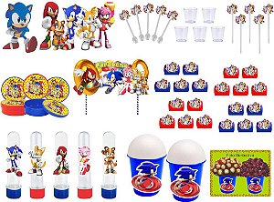 Kit festa Sonic e Sua Turma 255 peças  (30 pessoas)