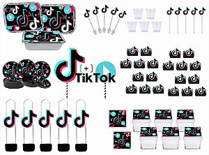 Kit festa Tik Tok (preto) 191 peças (20 pessoas)