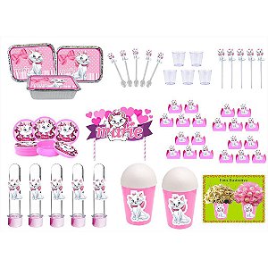 Kit Festa Infantil Gata Marie 40 Peças (10 pessoas) em Promoção na