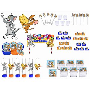 Kit Festa Tom e Jerry 113 peças (10 pessoas) painel e cx
