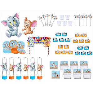 Kit Festa Tom e Jerry Baby 283 peças (30 pessoas) painel e cx