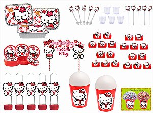 Kit Festa Hello Kitty vermelho 113 peças (10 pessoas) marmita vso