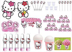 Kit Festa Hello Kitty rosa 155 peças (20 pessoas)