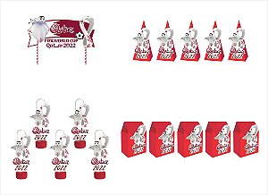 Kit Festa Copa do Qatar mod2 31 peças (10 pessoas) cone milk