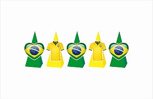 10 Caixinhas CONE para doces Copa Seleção Brasil