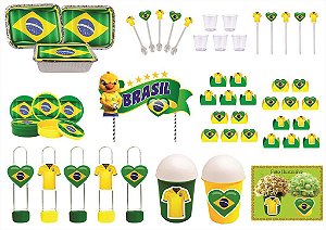 Kit Festa Copa Seleção Brasil 113 peças (10 pessoas) marmita vso