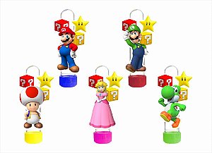 10 tubetes 13cm para doces Super Mario Bros