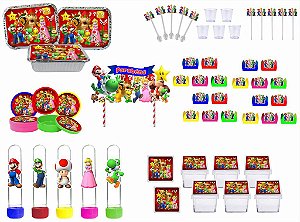 Kit Festa Super Mario Bros 121 peças (10 pessoas)