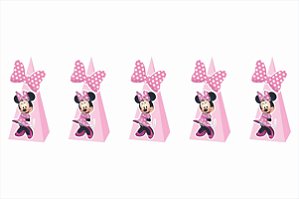 50 Caixinhas CONE para doces Minnie Rosa