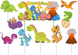 Topo de Bolo Dinossauro Baby 10 peças