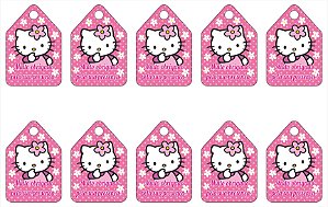 20 Tags de Agradecimento Hello Kitty Rosa 55 mm x 37 mm