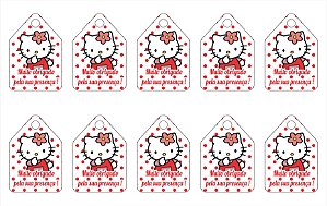 20 Tags de Agradecimento Hello Kitty Vermelho 55 mm x 37 mm