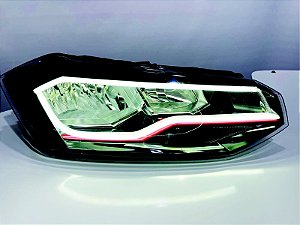 Farol Personalizado Polo/Virtus GTS Vermelho Com Led Laser