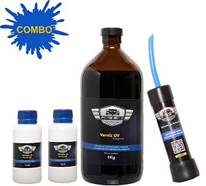 Kit Verniz UV 1 Litro com Ativador UV e Aplicador Hobby