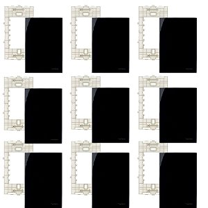 9 Conjuntos Placa 4x2 Cega C/ Suporte Preto Sleek Margirius