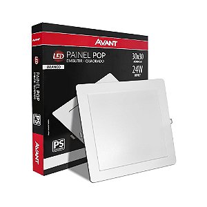 Painel Plafon Led Branco 24w Embutir Quadrado 6500k Avant