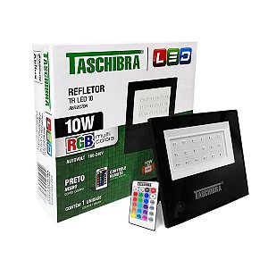 Refletor RGB Tr Led 10w Slim Preto Taschibra