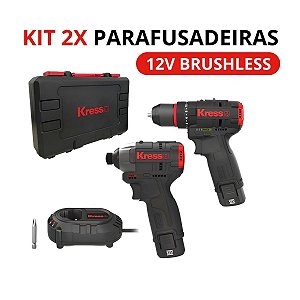 Kit 2 Parafusadeiras De Impacto Bateria 12v Brushless Com Maleta KUG02 Kress