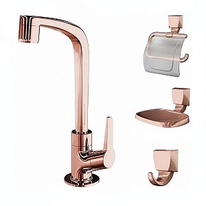 Kit De Acessórios Para Banheiro 4 Peças Lorenzetti 2004 F71 Rose Gold