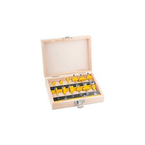 Kit Jogo Fresa Para Tupia 12 Pecas Com Estojo Madeira Vonder