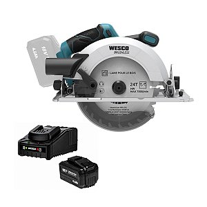 Kit Serra Circular Com Bateria 4Ah Wesco Brushless 18V Ws2821.9