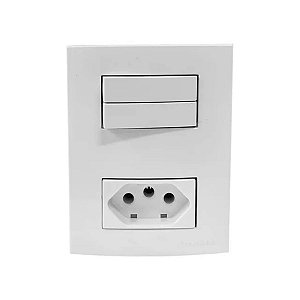 Caixa Sobrepor Interruptor Duplo + Tomada 10A Margirius Branco