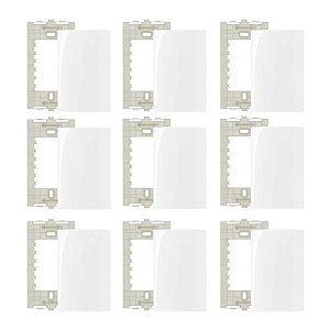 9 Conjuntos Placa 4x2 Cega c/Suporte Branco Sleek Margirius
