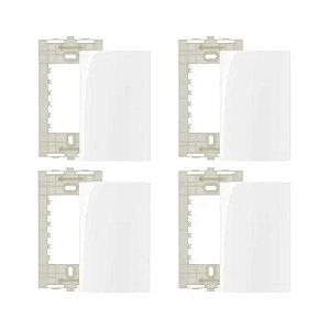 4 Conjuntos Placa 4x2 Cega c/Suporte Branco Sleek Margirius